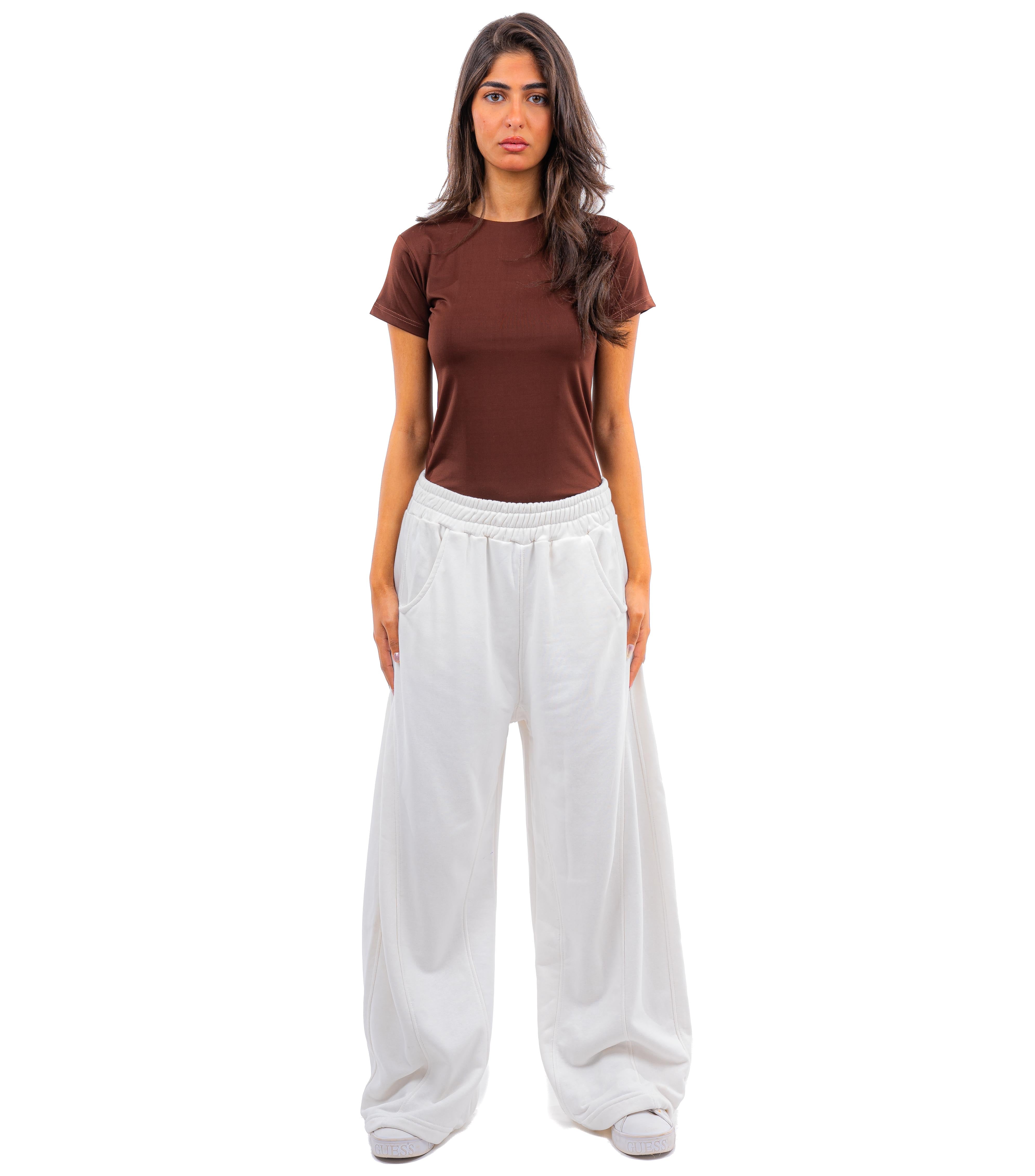 Initials Short Sleeves Top - Brown