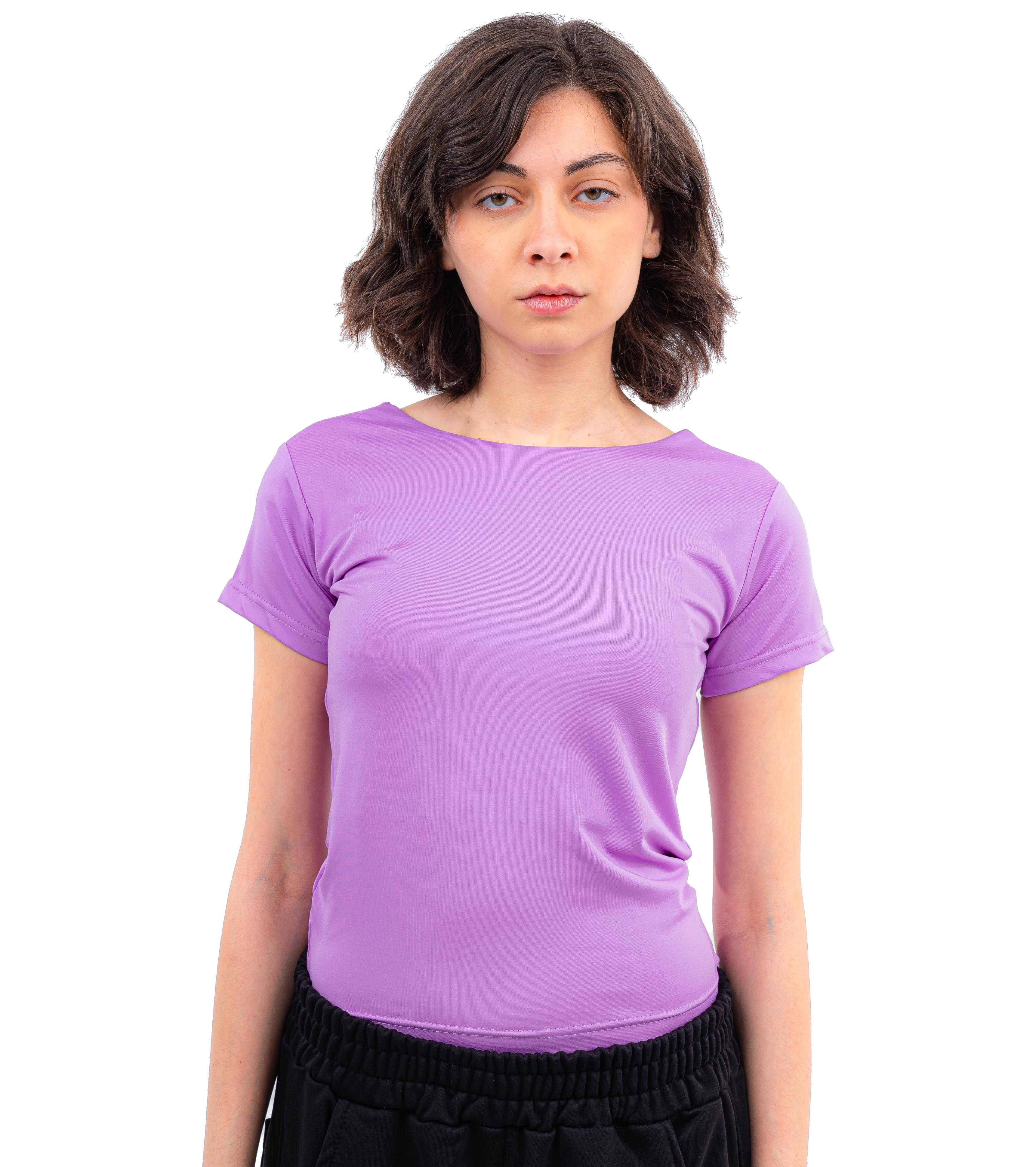 Initials Backless Short Sleeves Top - Lavender