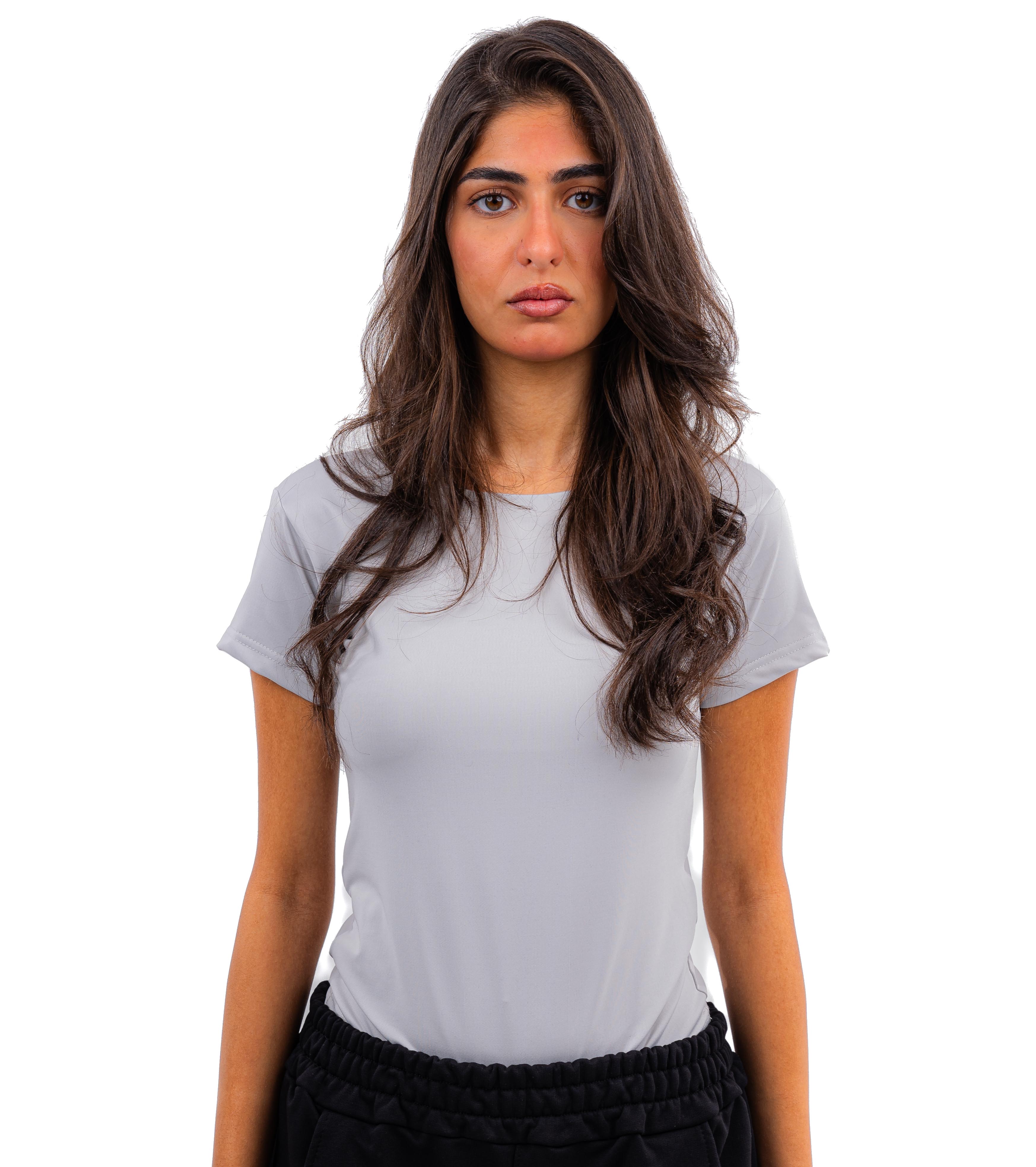 Initials Backless Short Sleeves Top - Silver