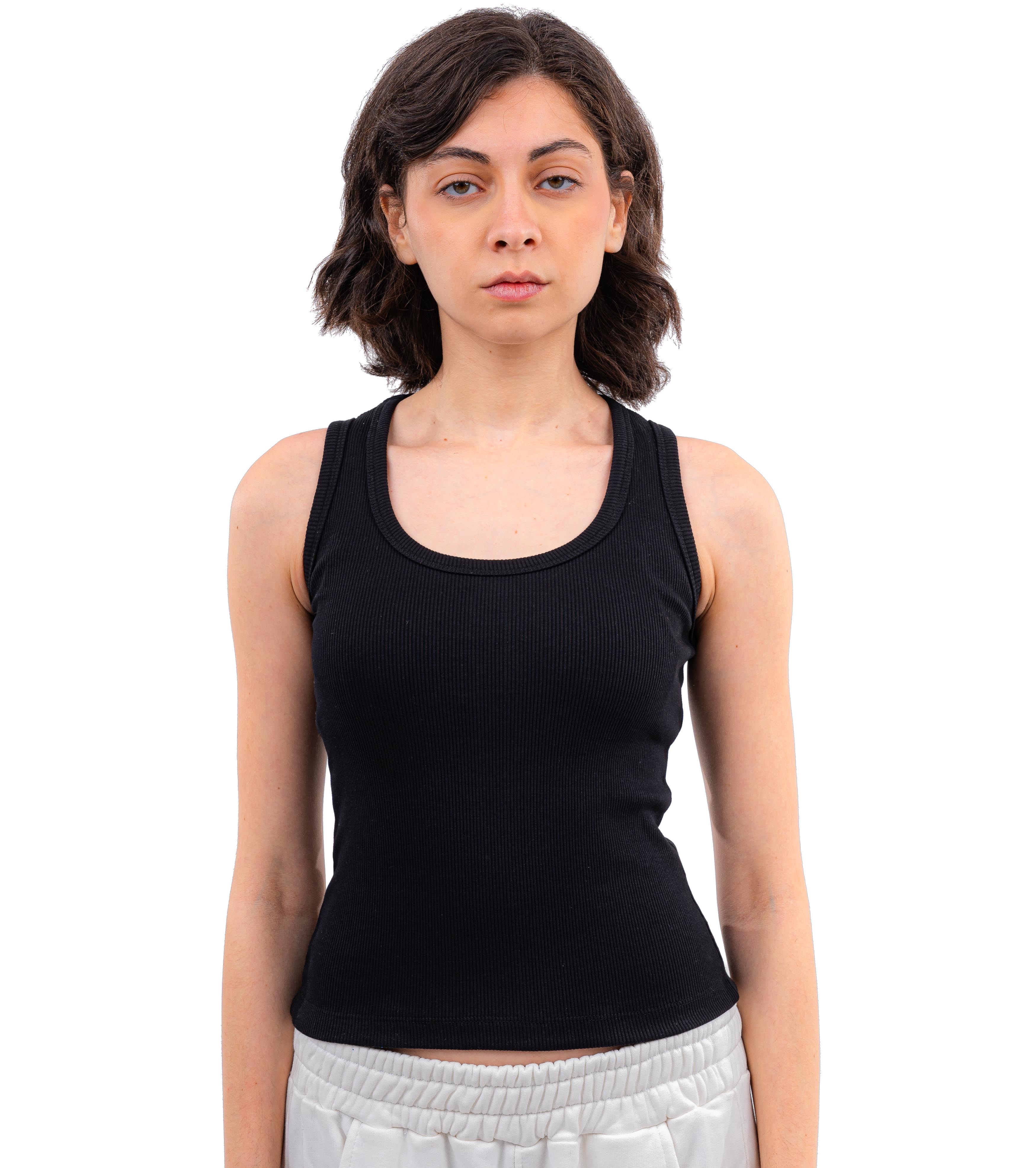 Initials U-Shaped Ribbed Tank Top