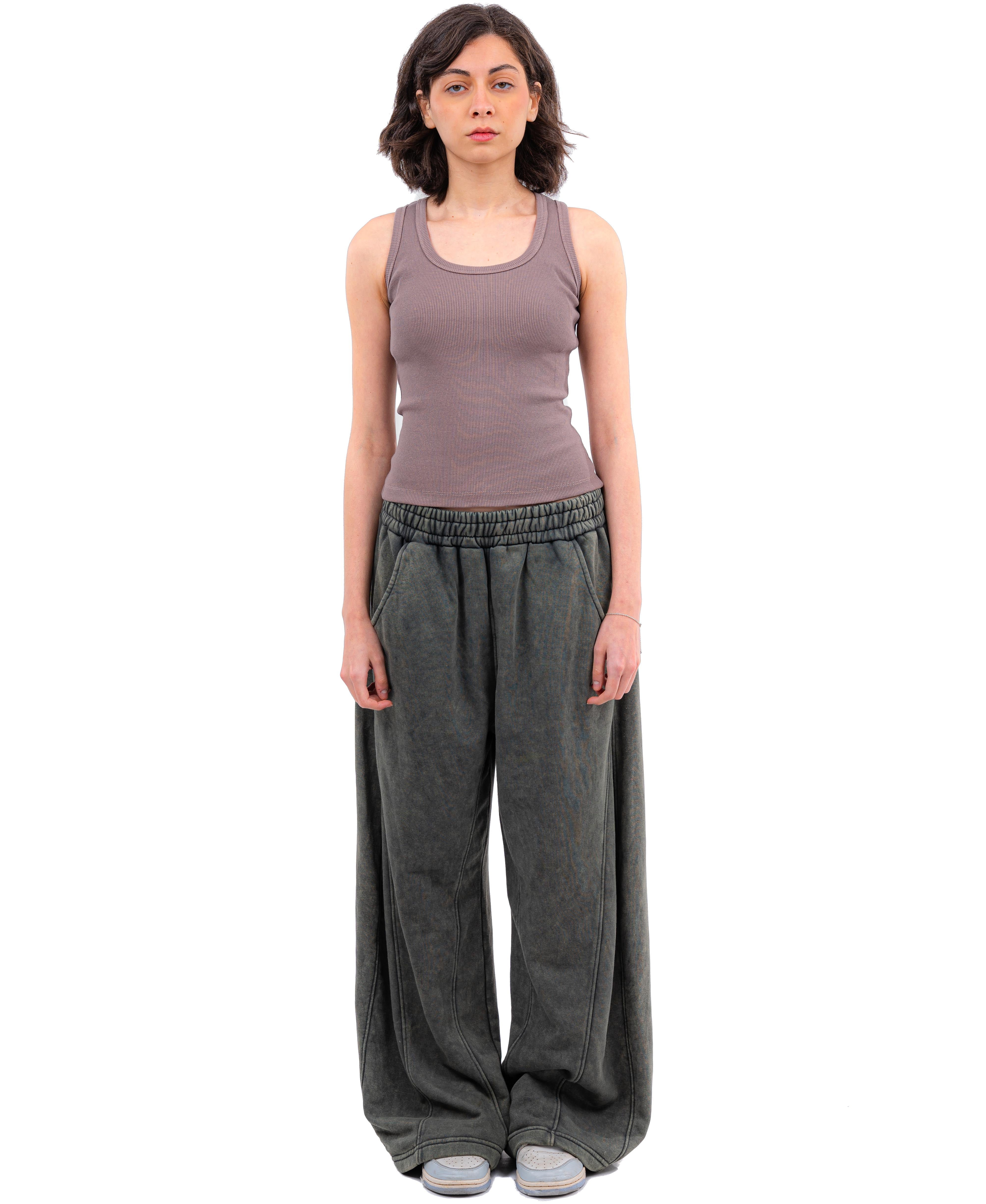 Initials wide leg sweatpants - Olive Washed