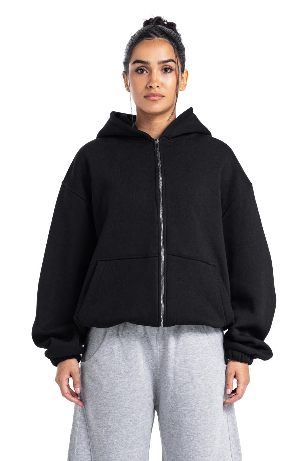 Initials Boxy Zip-Up Sweater