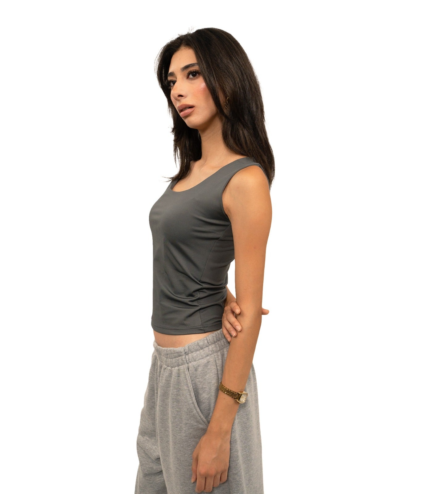 Initials Tank Top - Charcoal