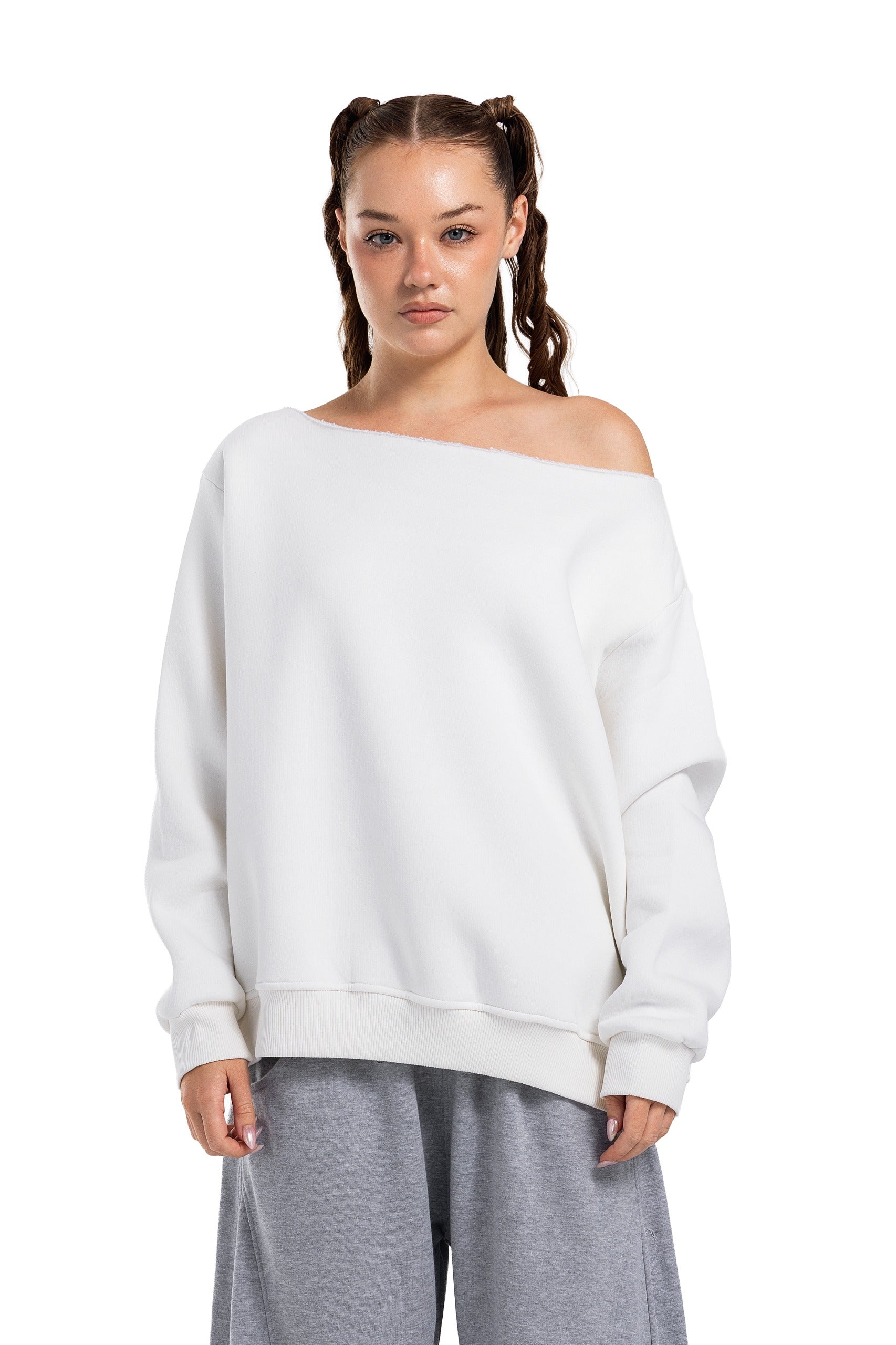 Initials Off-Shoulder Sweatshirt