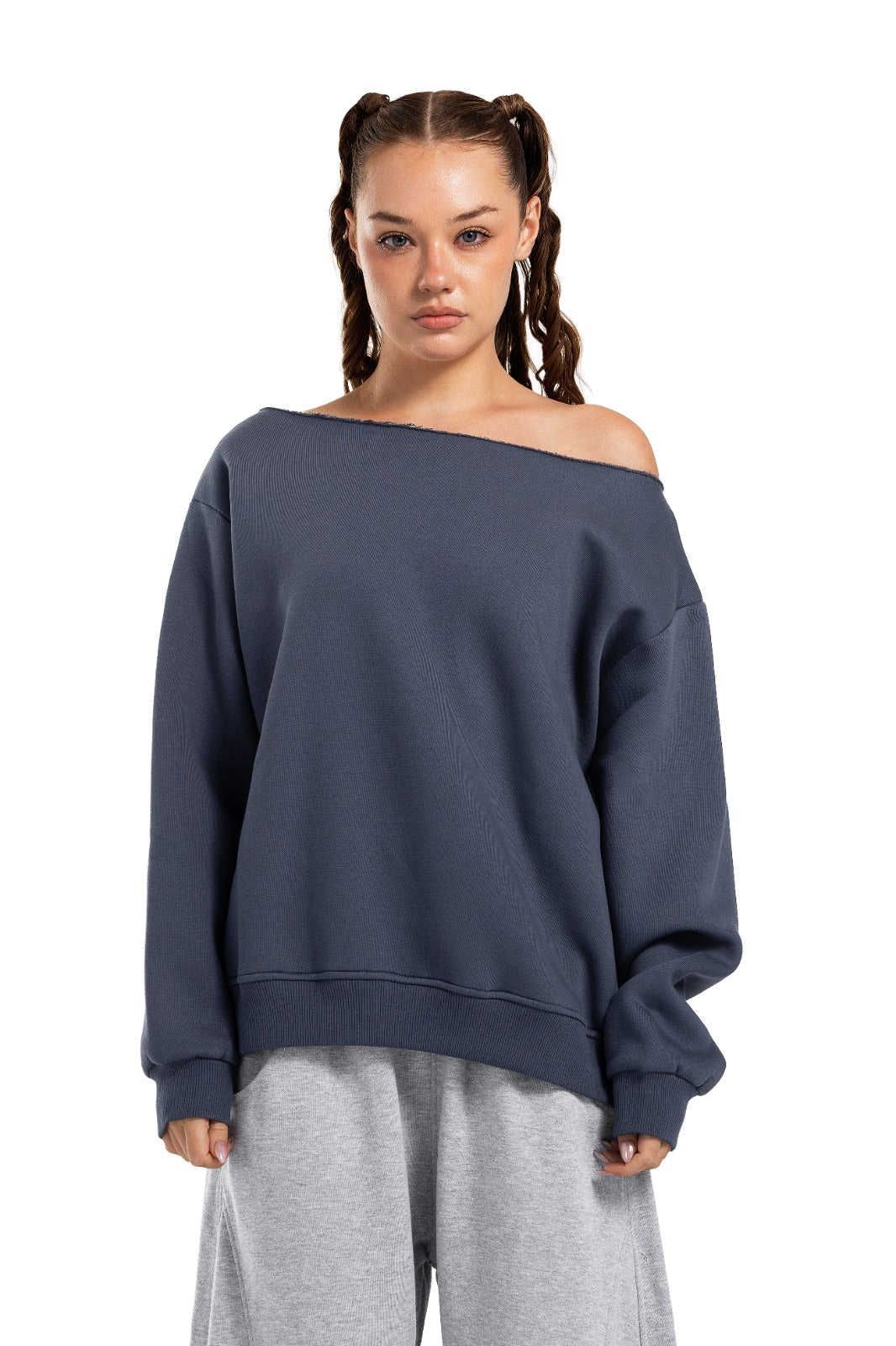 Initials Off-Shoulder Sweatshirt