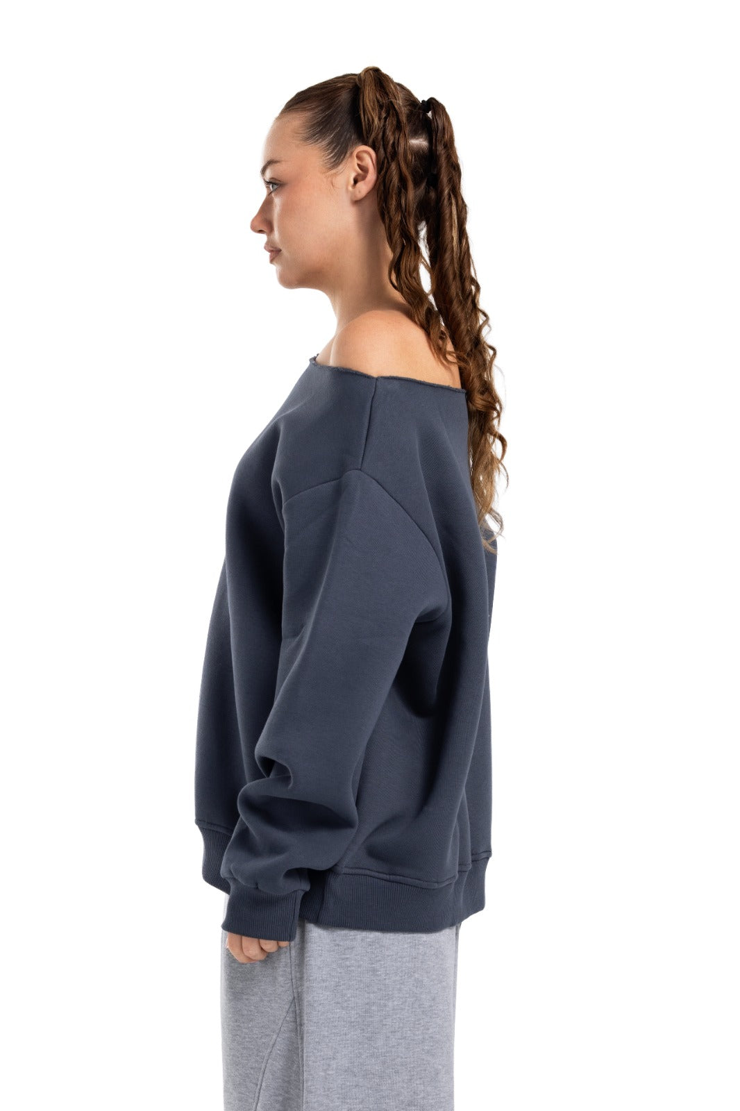 Initials Off-Shoulder Sweatshirt