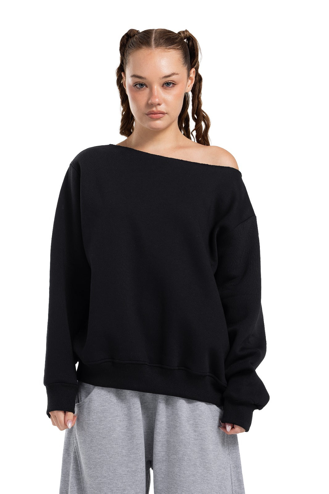 Initials Off-Shoulder Sweatshirt