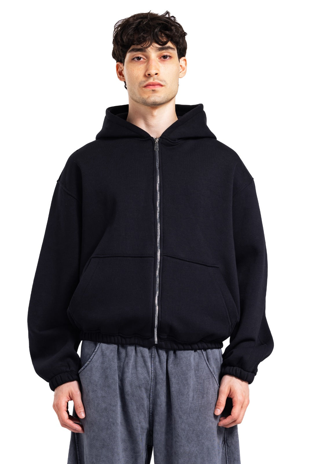 Initials Boxy Zip-Up Sweater