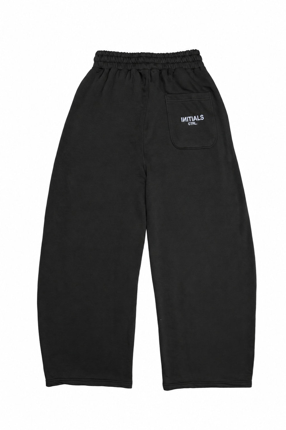 Initials Wide Leg Sweatpants - Black