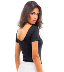 Initials Backless Short Sleeves Top
