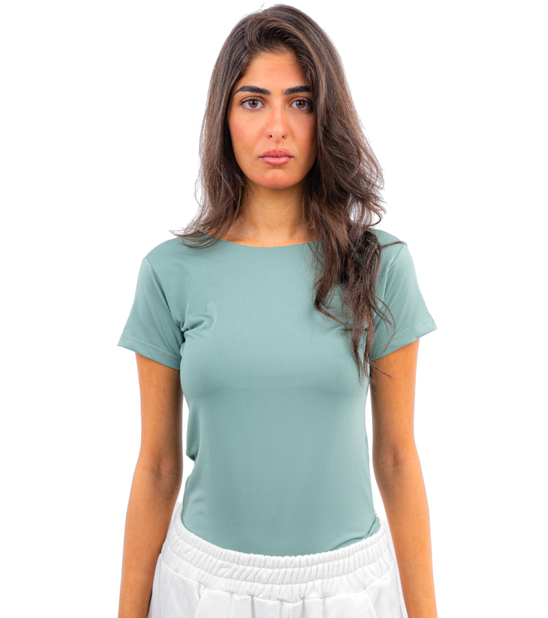 Initials Backless Short Sleeves Top