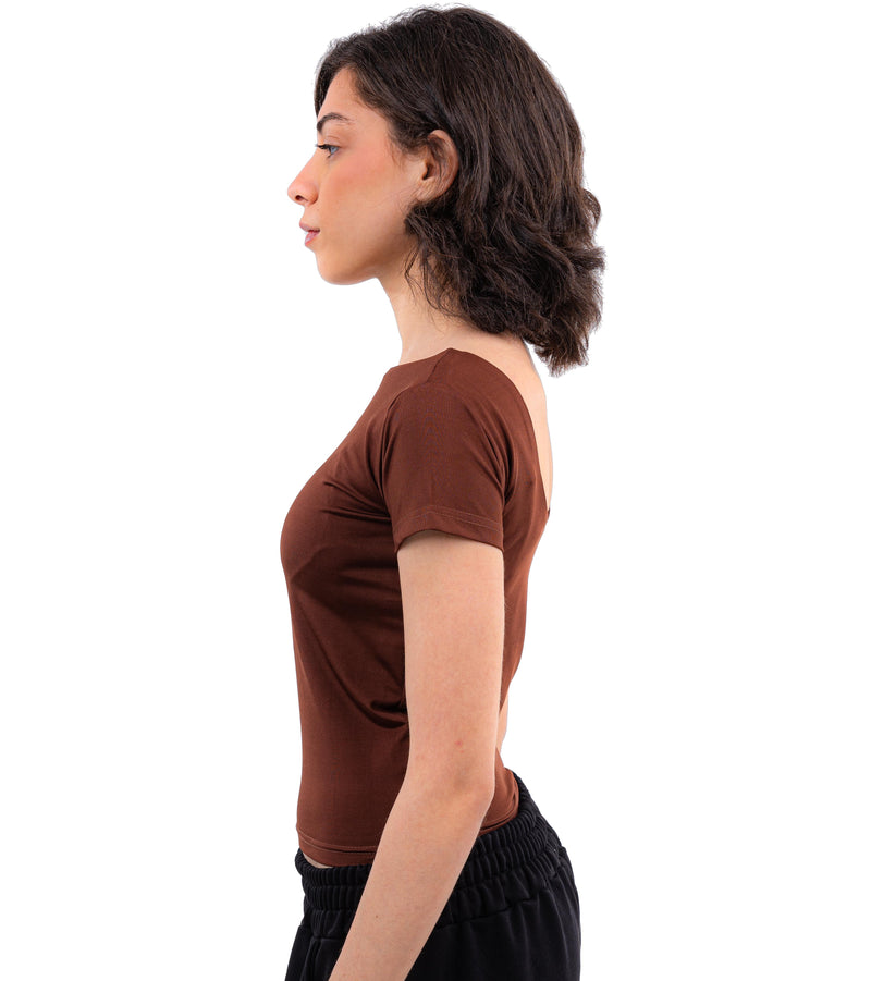 Initials Backless Short Sleeves Top