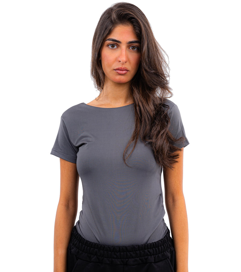 Initials Backless Short Sleeves Top