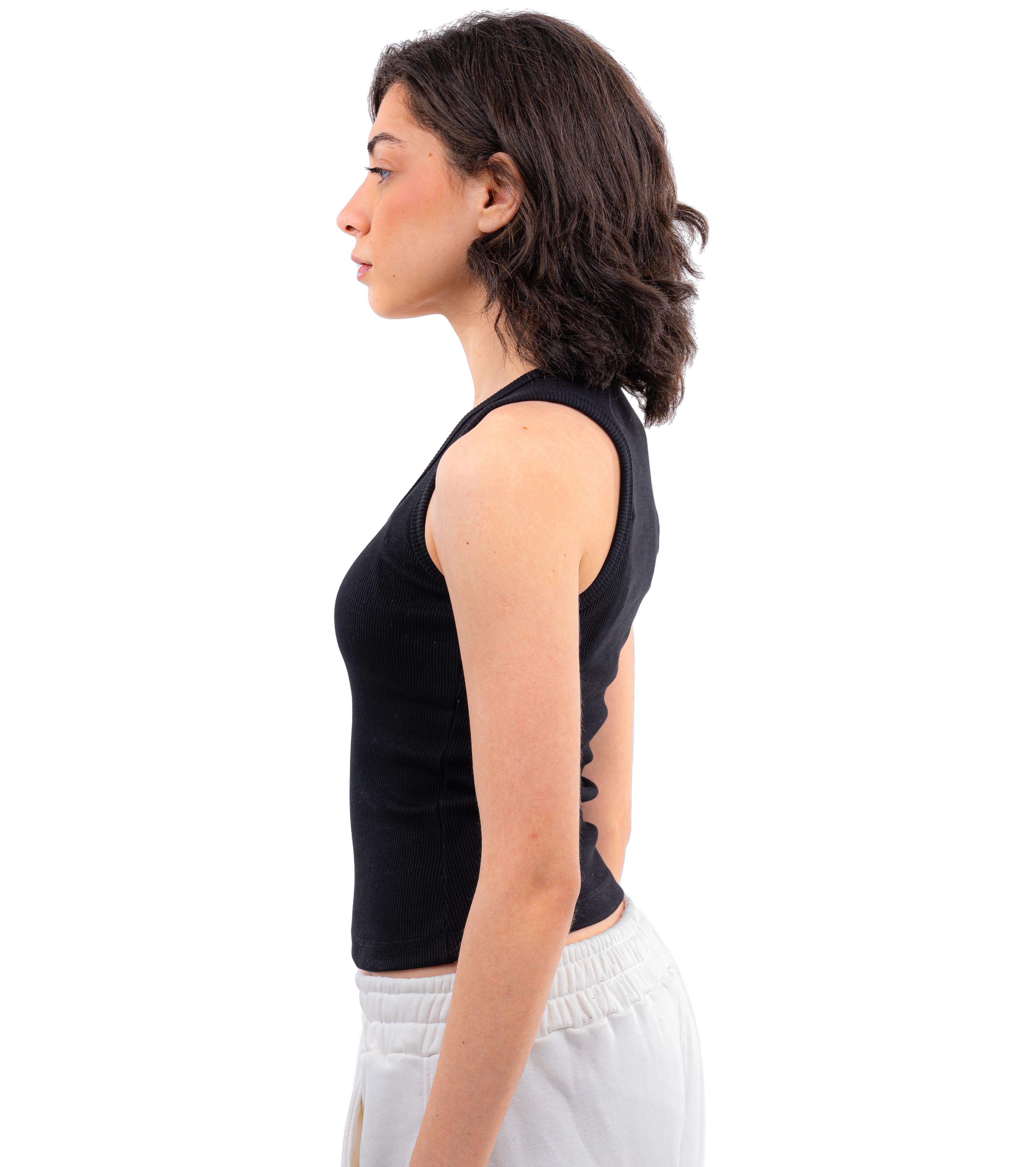 Initials U-Shaped Ribbed Tank Top