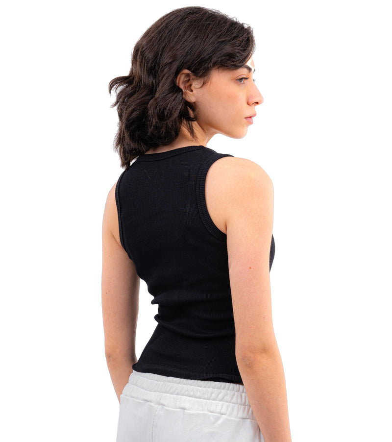 Initials U-Shaped Ribbed Tank Top