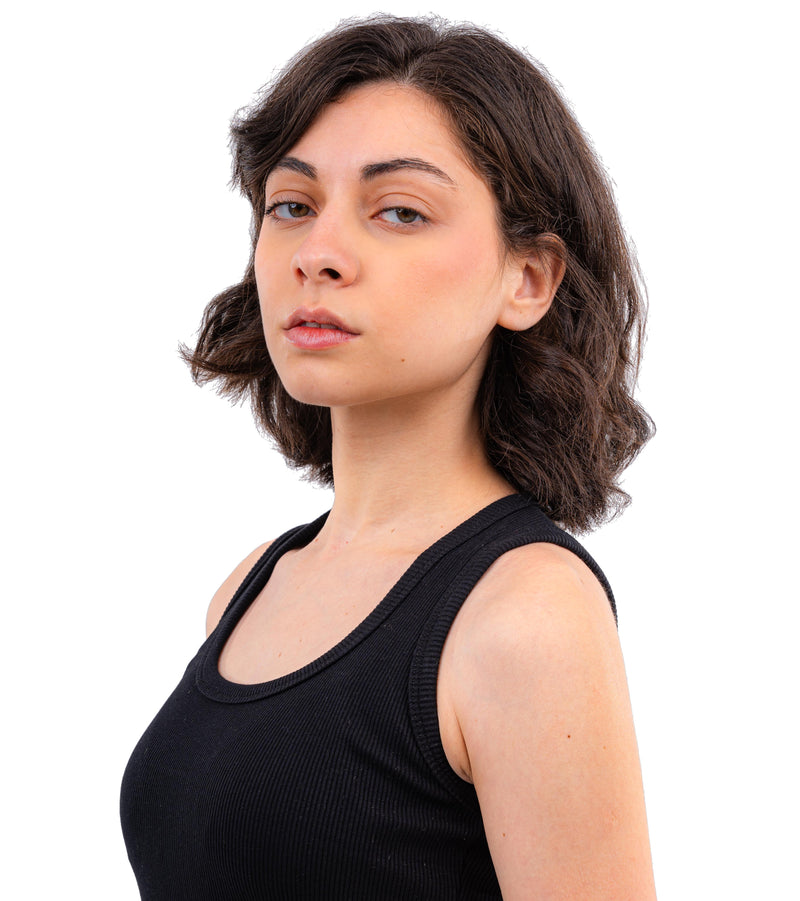 Initials U-Shaped Ribbed Tank Top