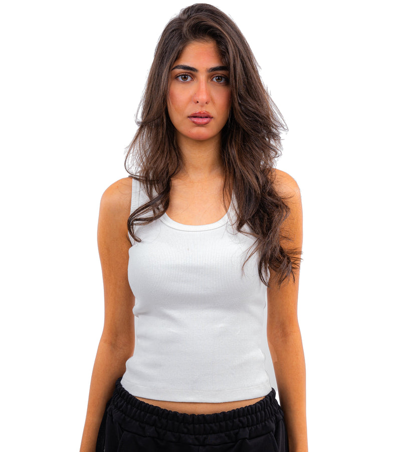 Initials U-Shaped Ribbed Tank Top