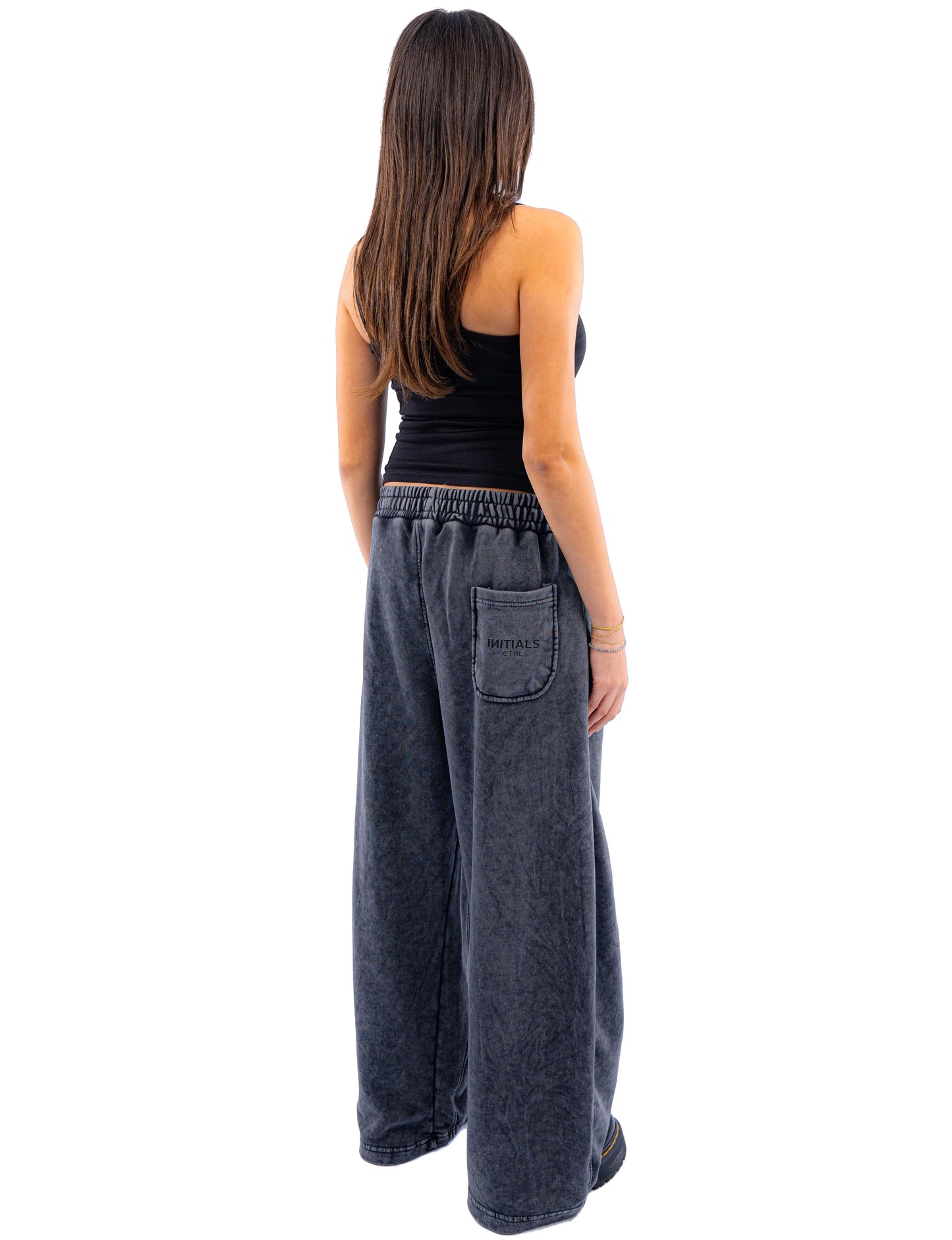 Initials wide leg sweatpants - Grey washed