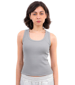 Initials U-Shaped Ribbed Tank Top