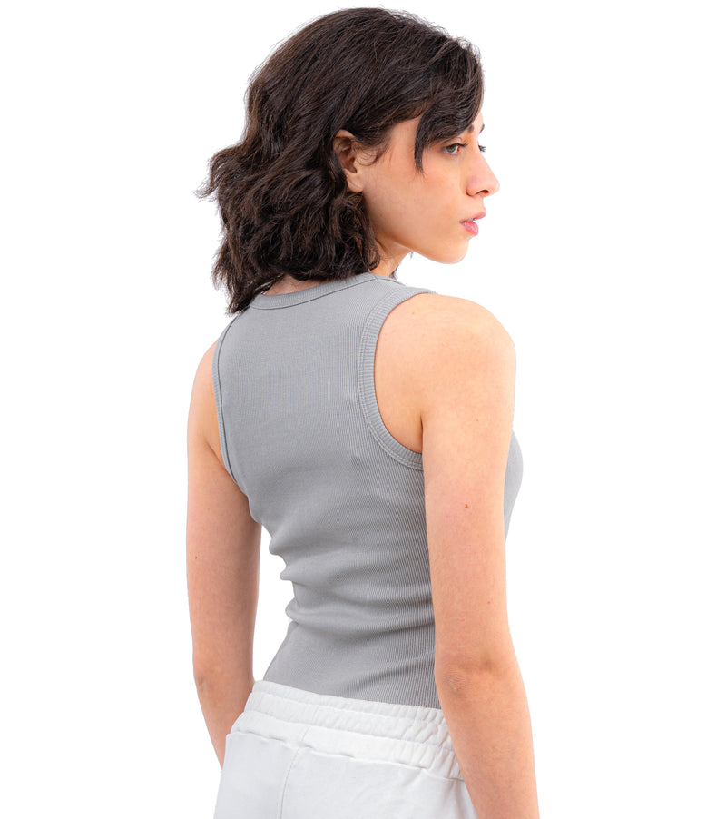 Initials U-Shaped Ribbed Tank Top