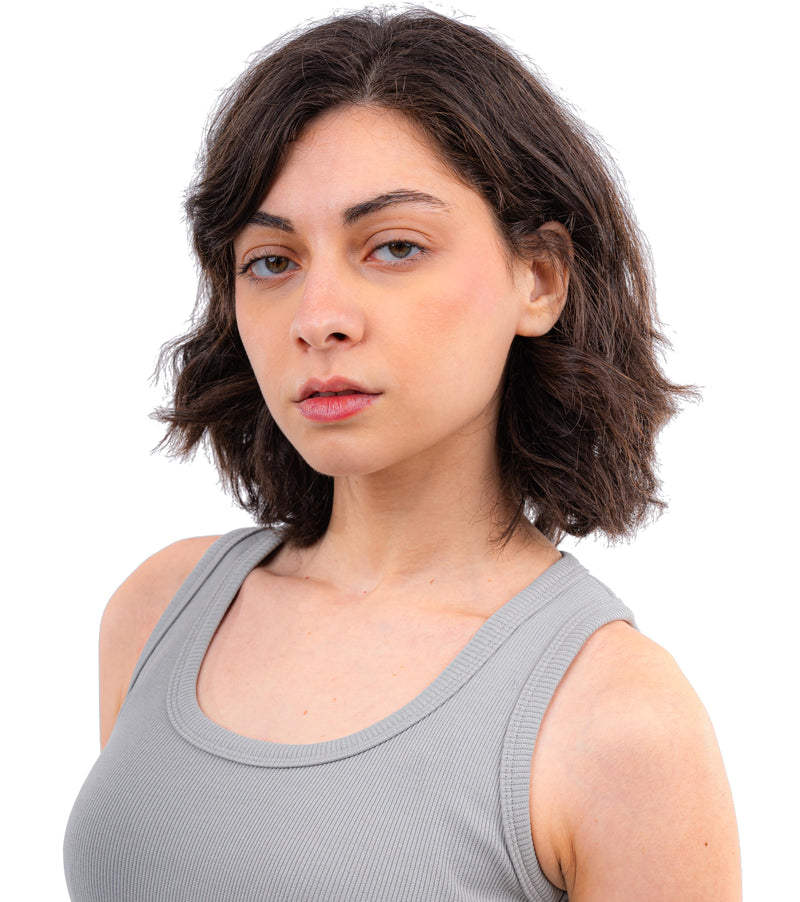Initials U-Shaped Ribbed Tank Top
