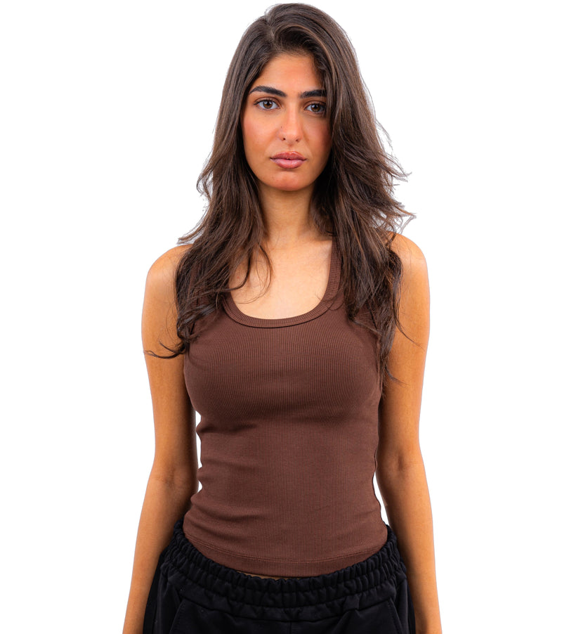 Initials U-Shaped Ribbed Tank Top