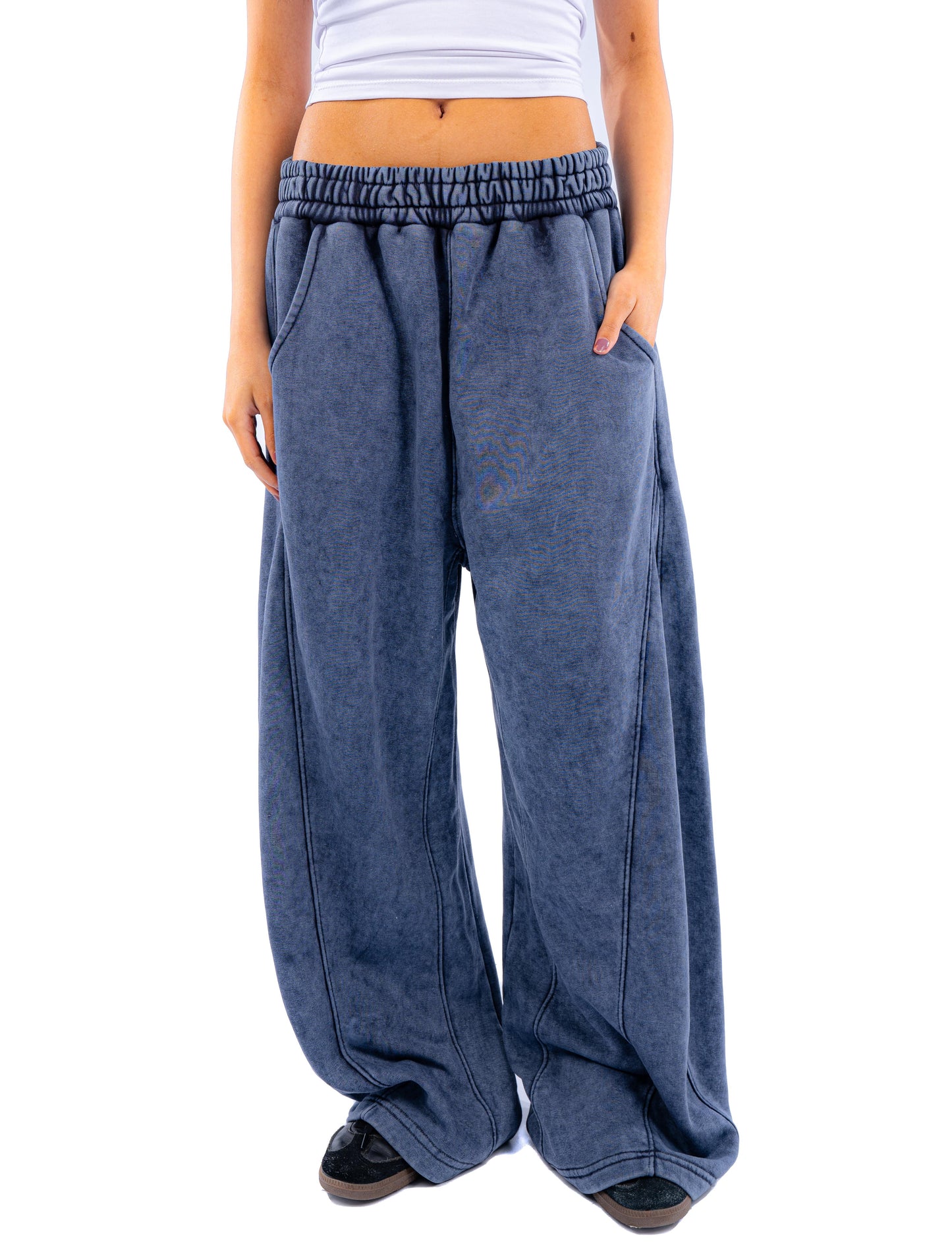 Initials wide leg sweatpants - Blue Washed