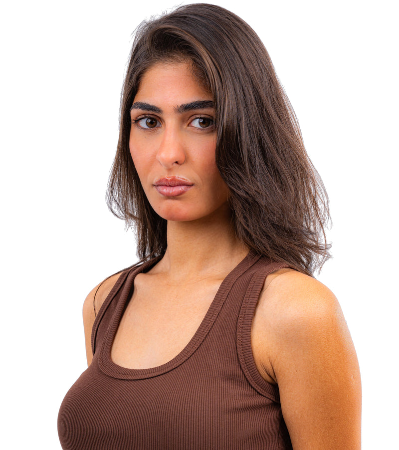 Initials U-Shaped Ribbed Tank Top