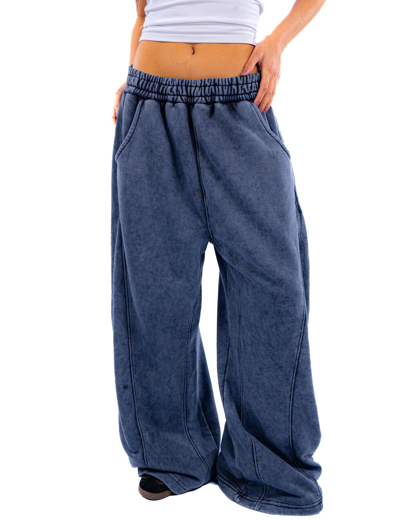 Initials wide leg sweatpants - Blue Washed