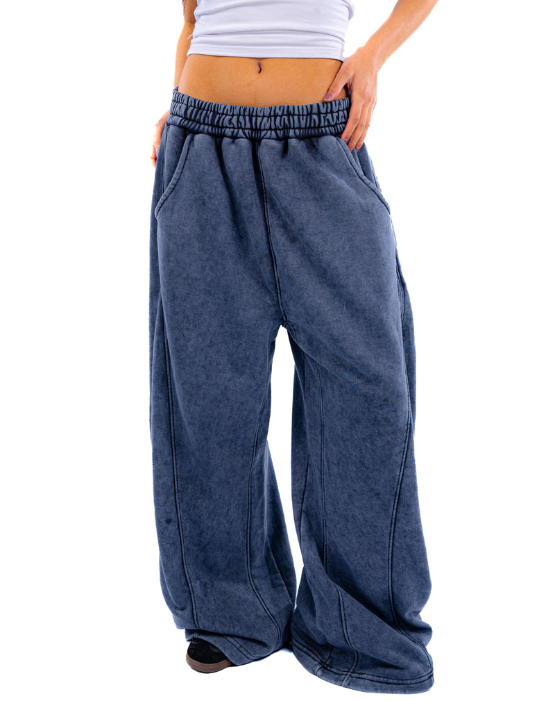 Initials wide leg sweatpants - Blue Washed