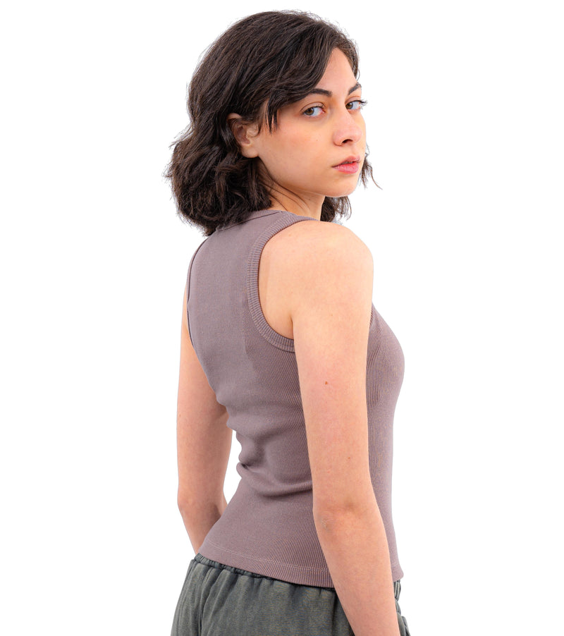 Initials U-Shaped Ribbed Tank Top