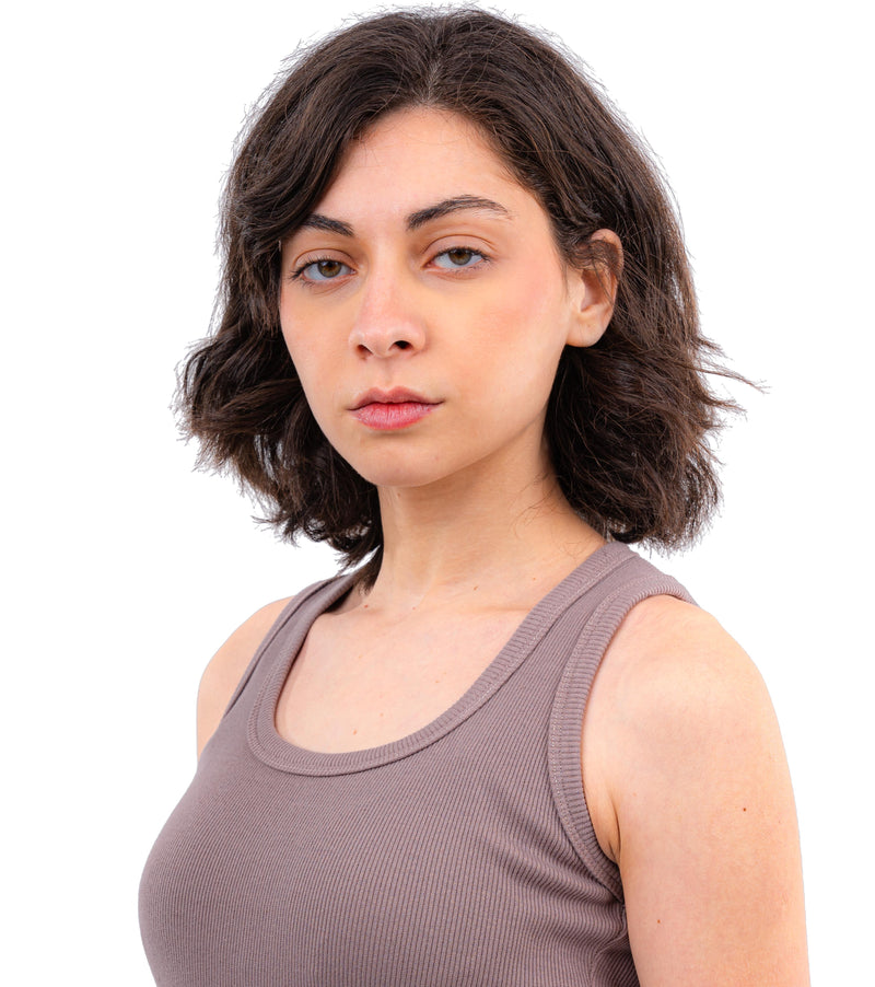 Initials U-Shaped Ribbed Tank Top