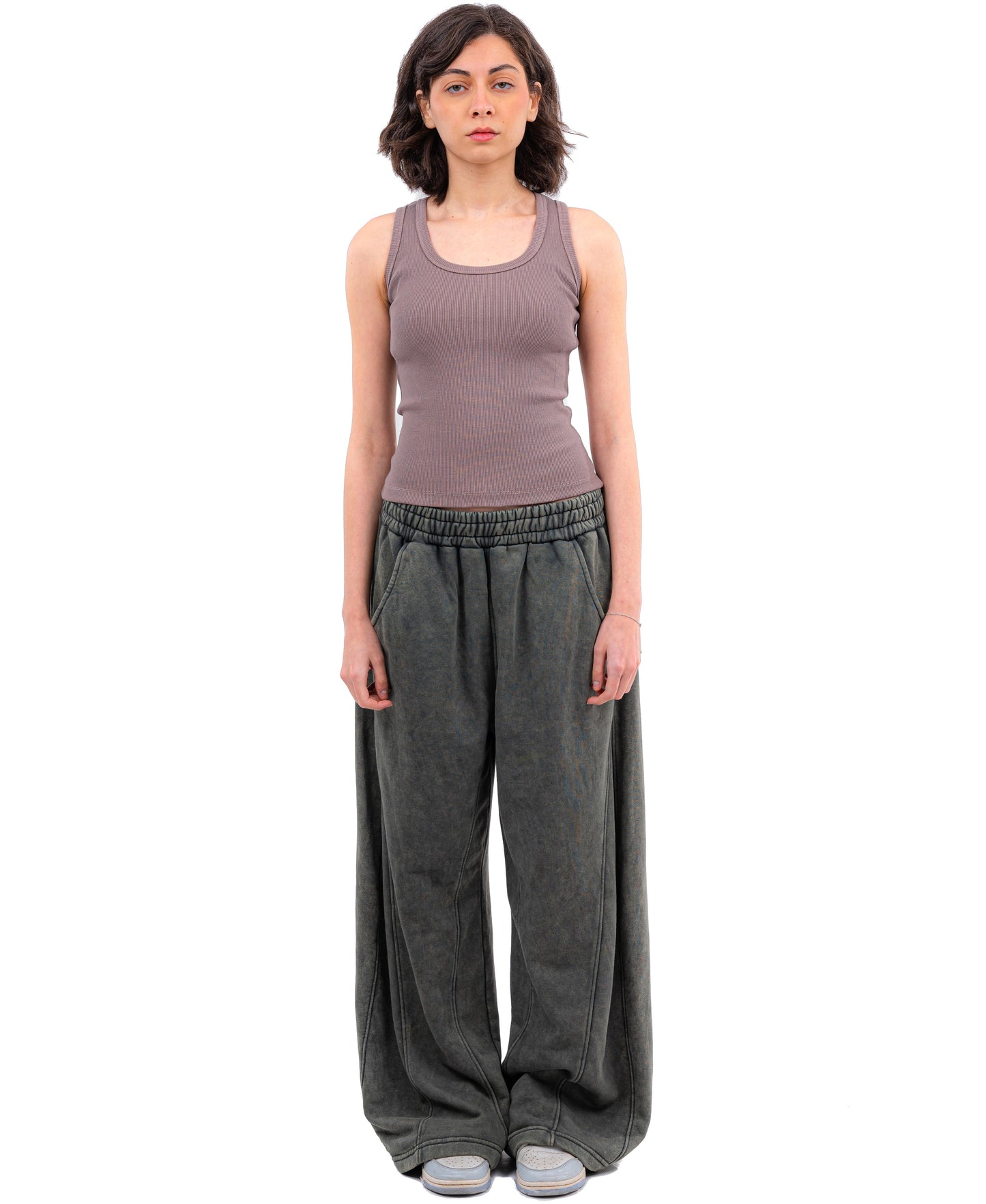 Initials wide leg sweatpants - Olive Washed