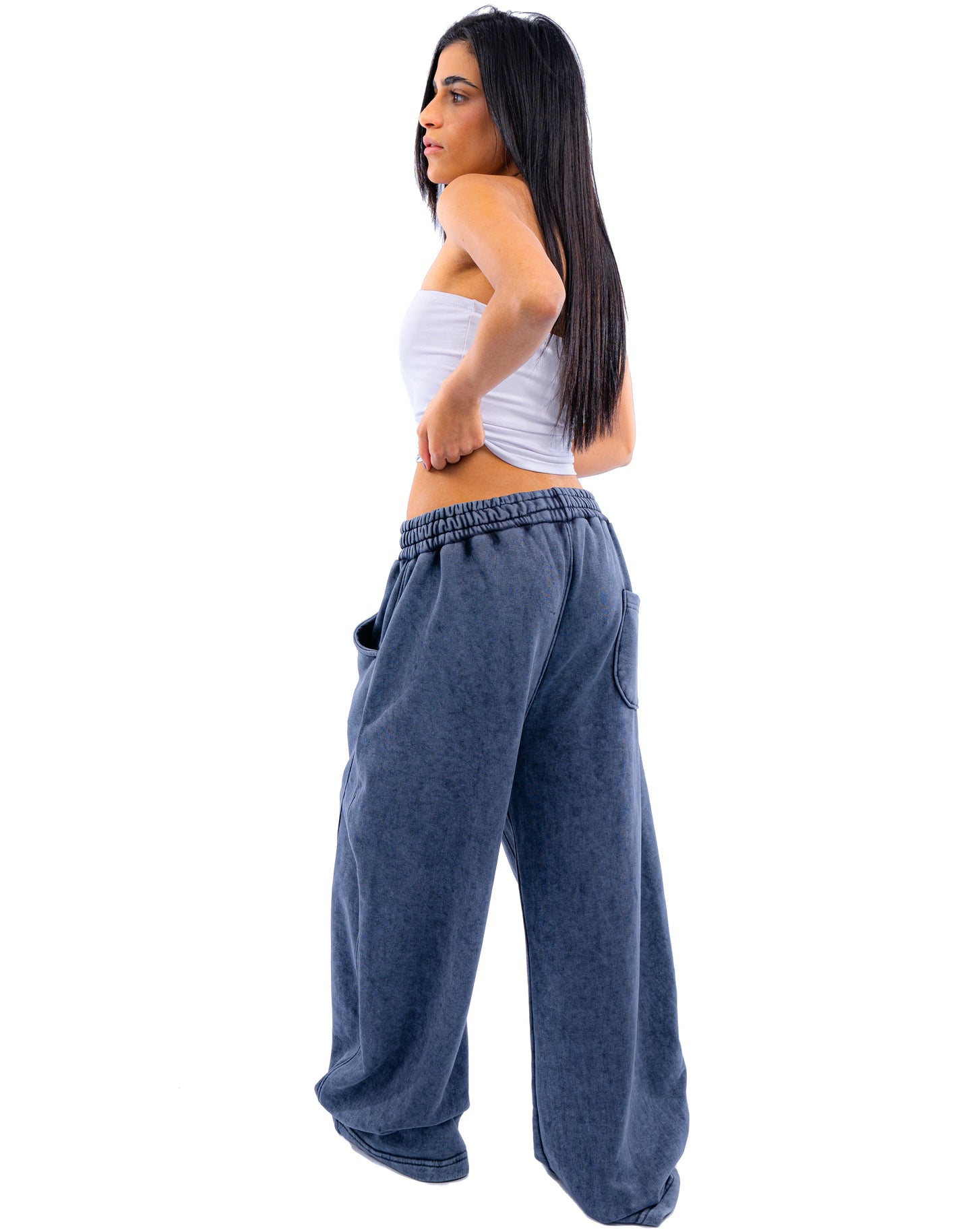 Initials wide leg sweatpants - Blue Washed
