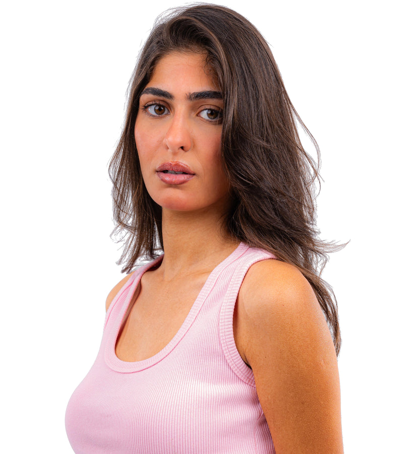 Initials U-Shaped Ribbed Tank Top