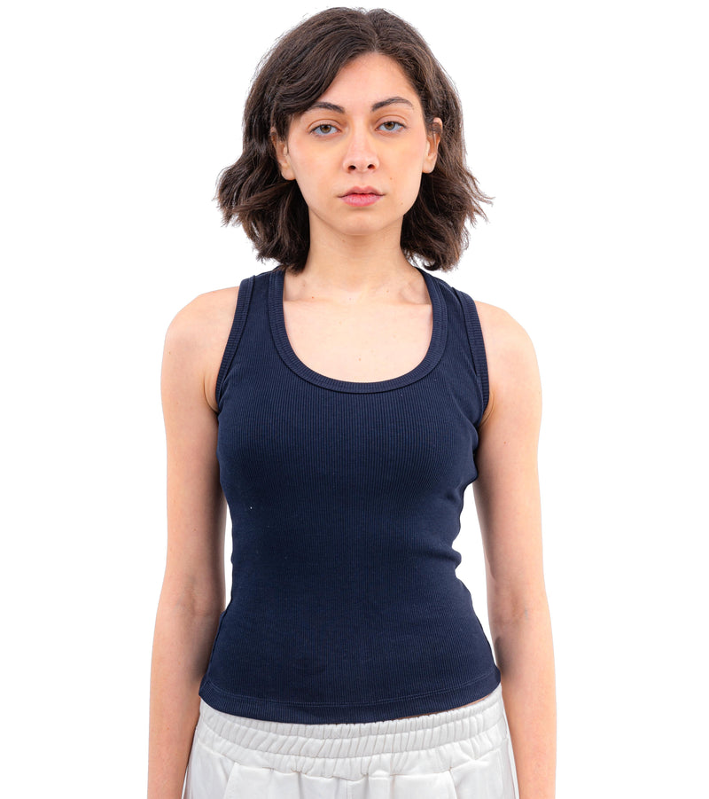 Initials U-Shaped Ribbed Tank Top