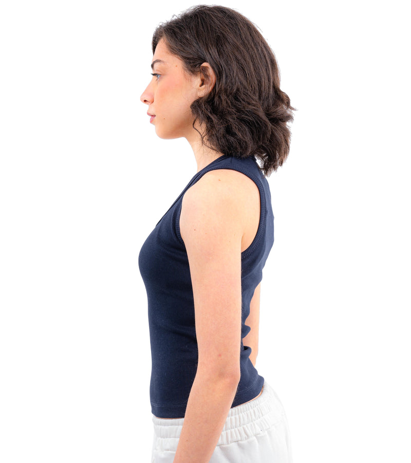Initials U-Shaped Ribbed Tank Top