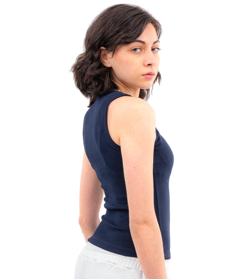 Initials U-Shaped Ribbed Tank Top