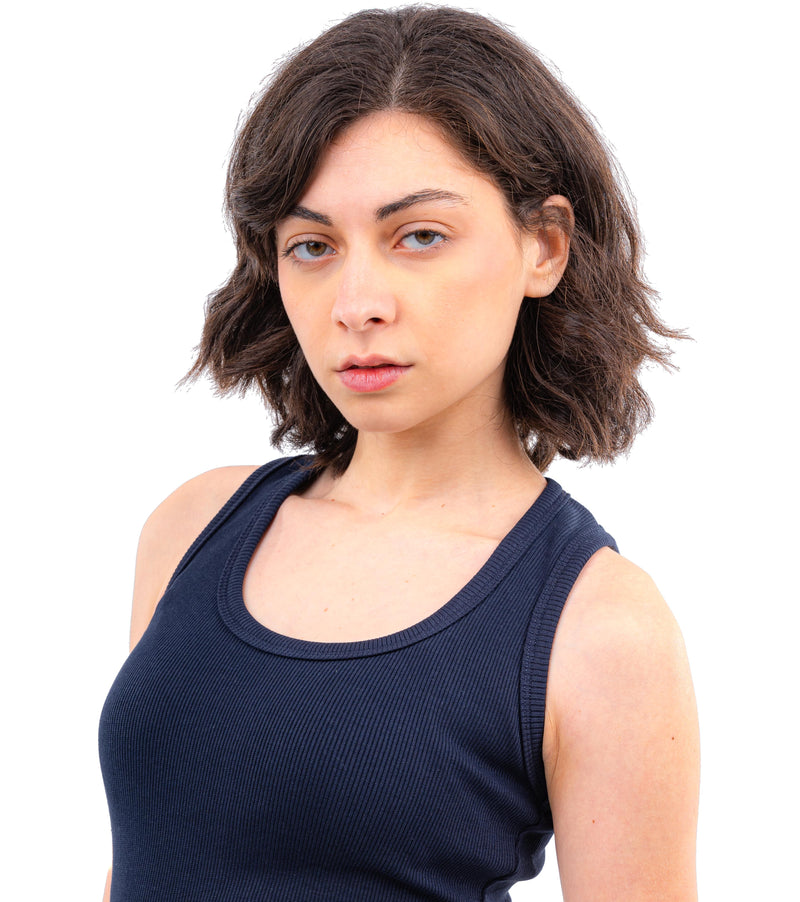 Initials U-Shaped Ribbed Tank Top