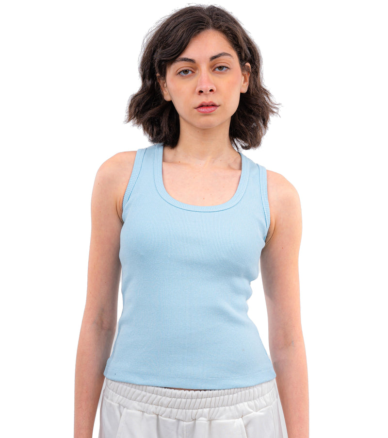 Initials U-Shaped Ribbed Tank Top