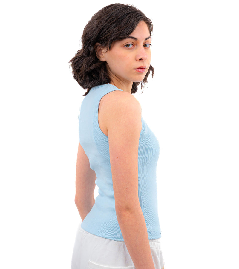Initials U-Shaped Ribbed Tank Top