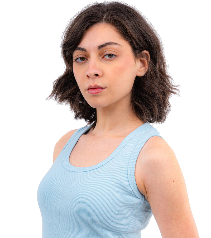 Initials U-Shaped Ribbed Tank Top