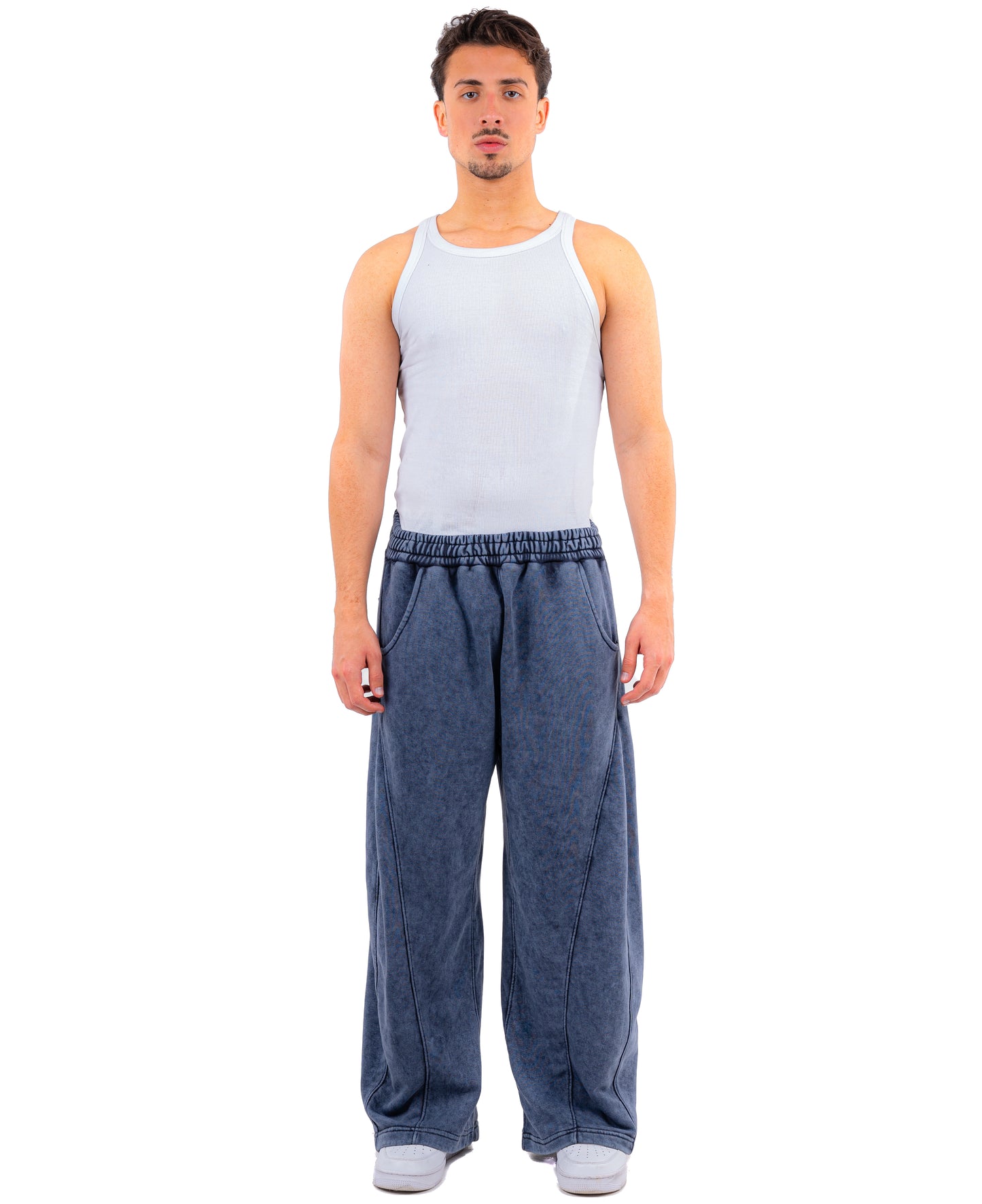 Initials wide leg sweatpants - Blue Washed