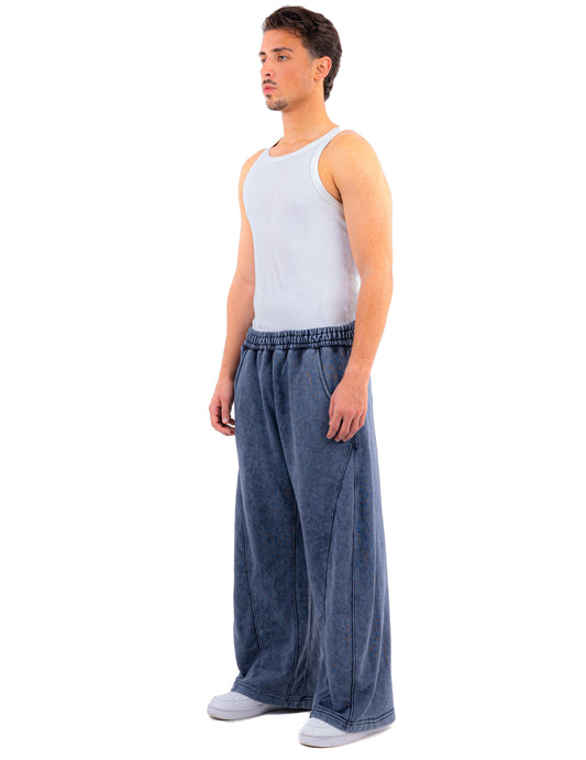 Initials wide leg sweatpants - Blue Washed