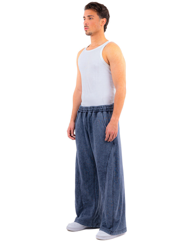 Initials wide leg sweatpants - Blue Washed