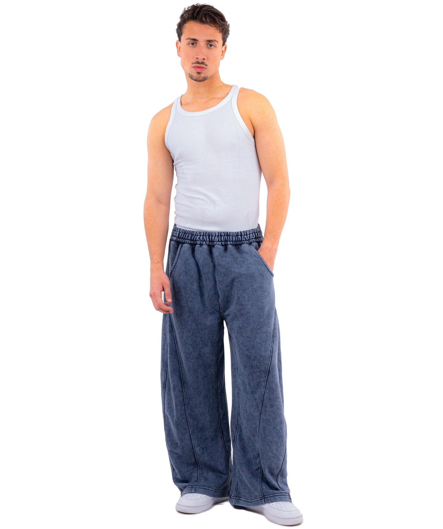 Initials wide leg sweatpants - Blue Washed