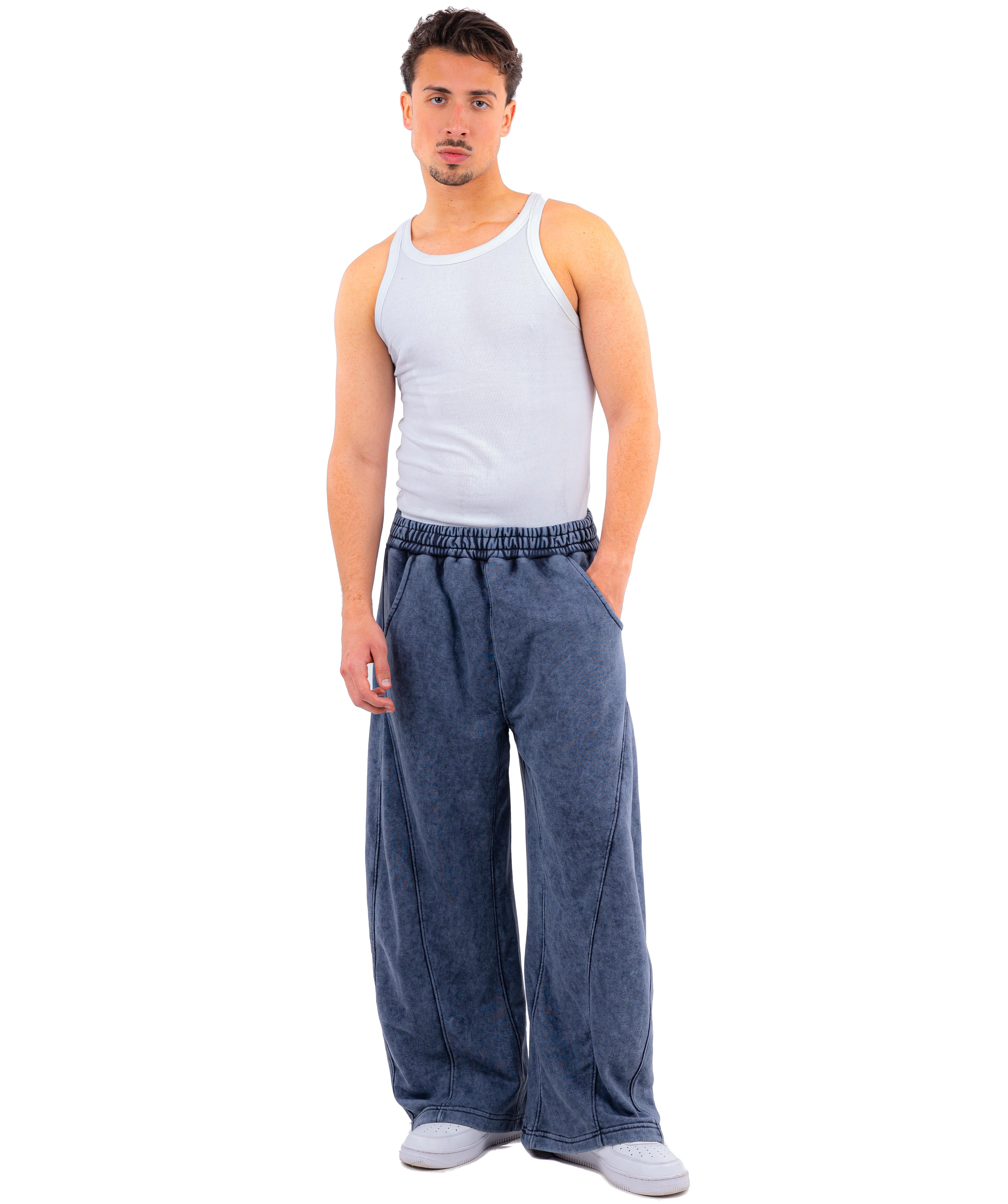 Initials wide leg sweatpants - Blue Washed