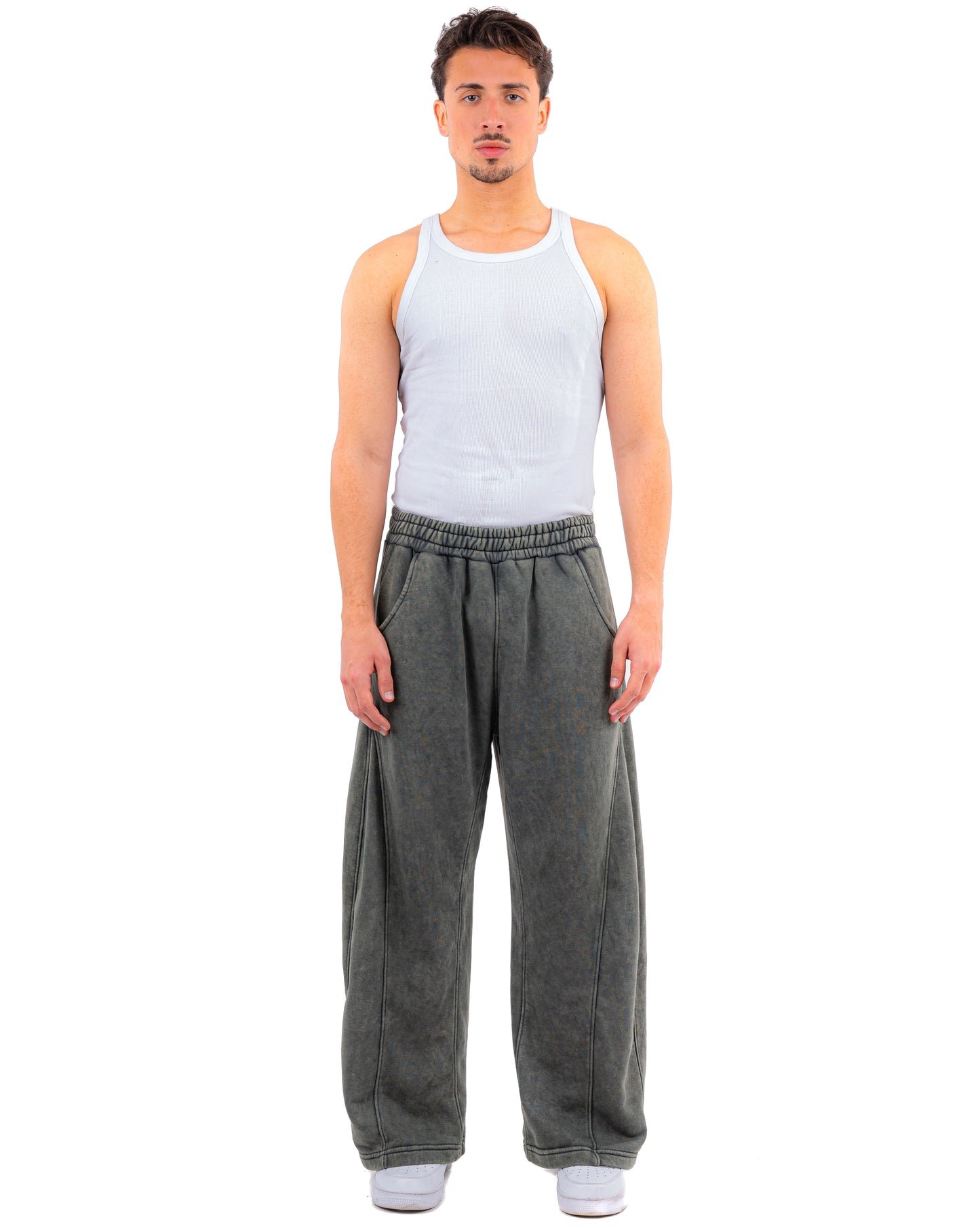 Initials wide leg sweatpants - Olive Washed