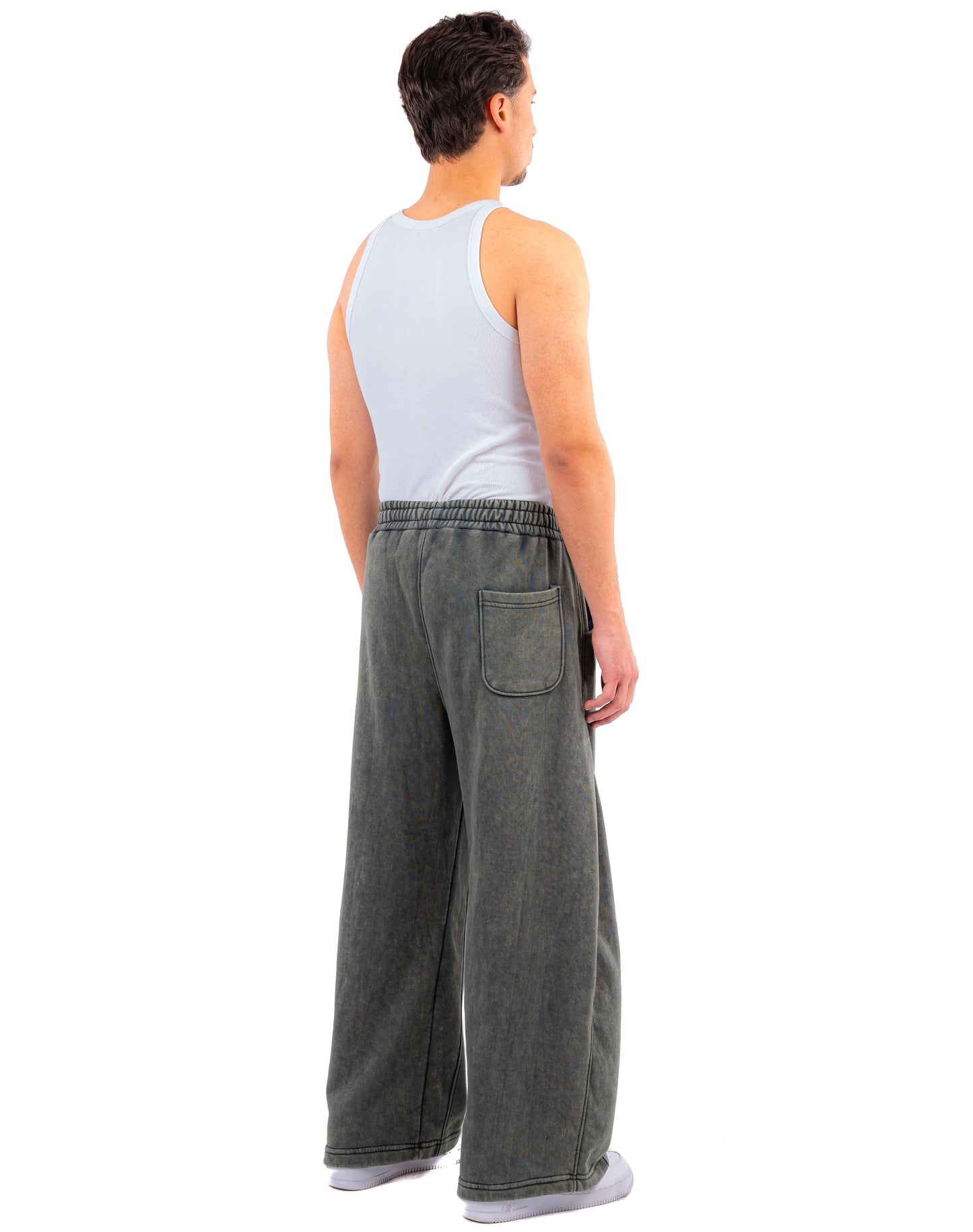 Initials wide leg sweatpants - Olive Washed