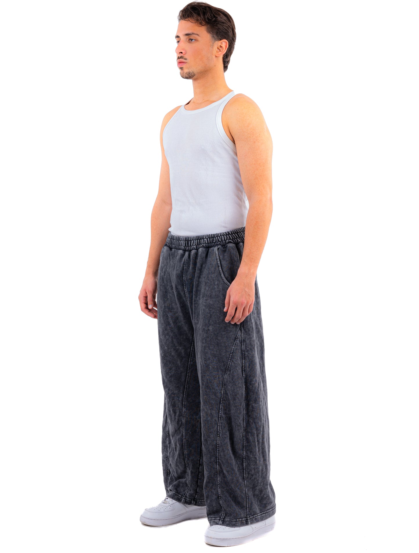 Initials wide leg sweatpants - Grey washed